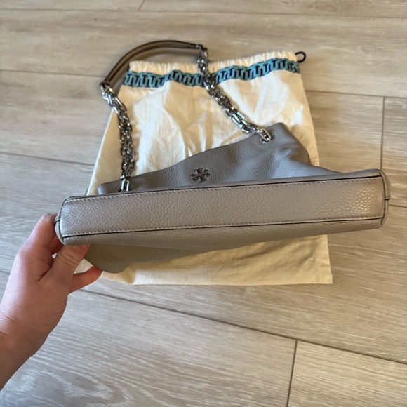 Tory Burch Frida Swingpack pebble Leather Shoulder Crossbody Bag Purse silver - Picture 5 of 11